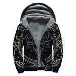 Vintage Taurus Zodiac Sign Print Sherpa Lined Zip Up Hoodie