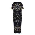 Vintage Taurus Zodiac Sign Print Short Sleeve Long Nightdress