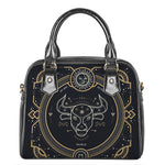 Vintage Taurus Zodiac Sign Print Shoulder Handbag