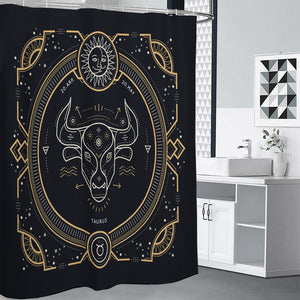 Vintage Taurus Zodiac Sign Print Shower Curtain