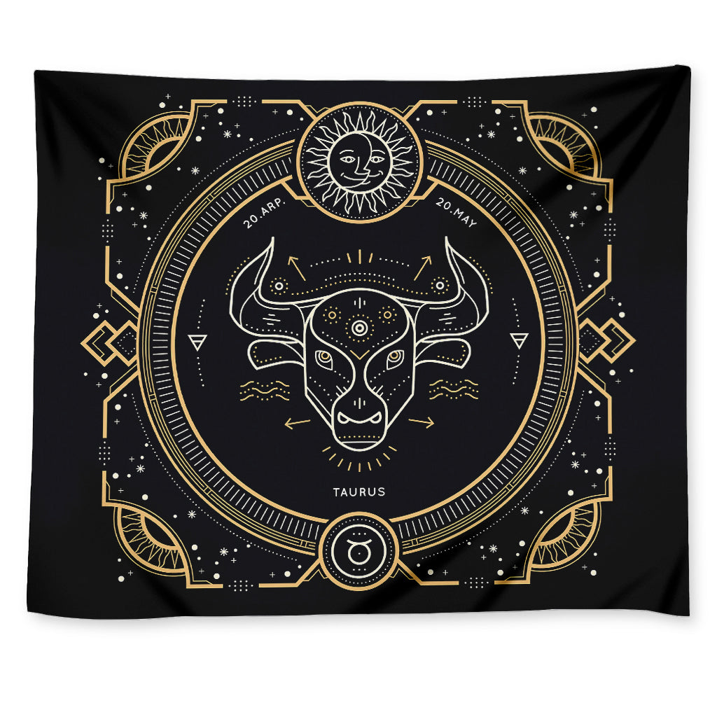 Vintage Taurus Zodiac Sign Print Tapestry