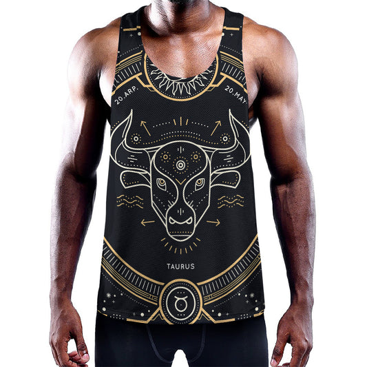 Vintage Taurus Zodiac Sign Print Training Tank Top