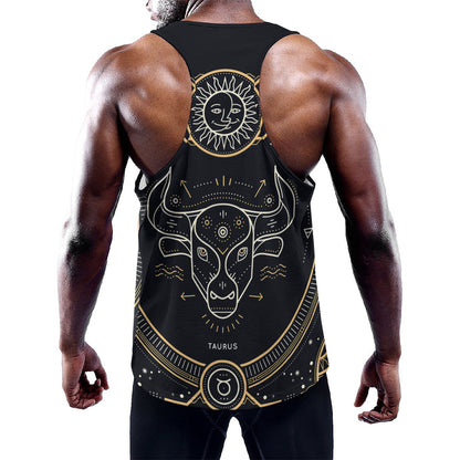Vintage Taurus Zodiac Sign Print Training Tank Top