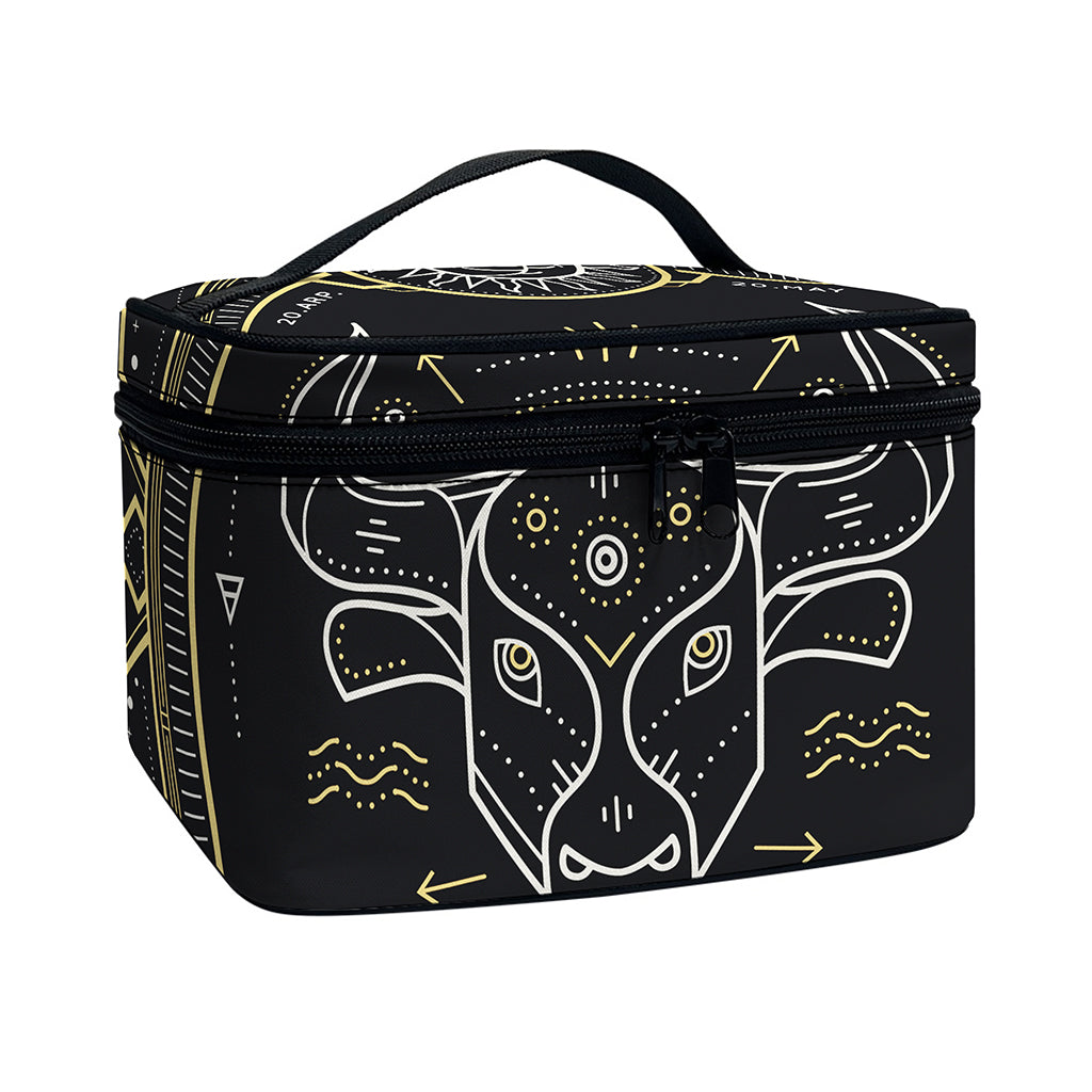 Vintage Taurus Zodiac Sign Print Travel Makeup Bag