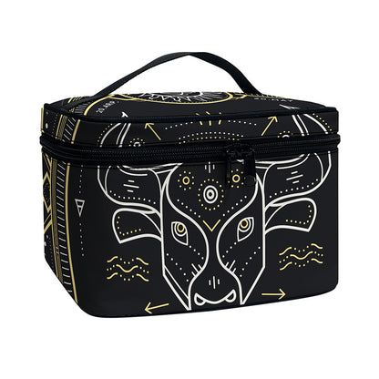 Vintage Taurus Zodiac Sign Print Travel Makeup Bag