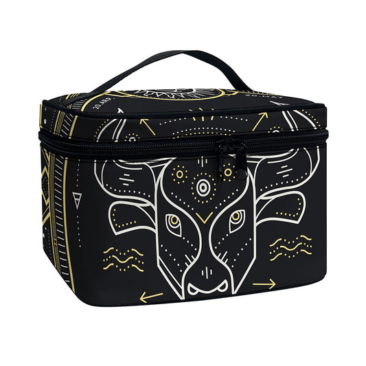 Vintage Taurus Zodiac Sign Print Travel Makeup Bag