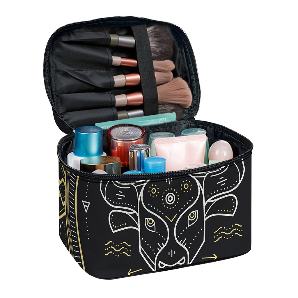 Vintage Taurus Zodiac Sign Print Travel Makeup Bag