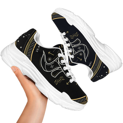 Vintage Taurus Zodiac Sign Print White Chunky Shoes