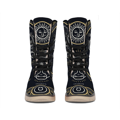 Vintage Taurus Zodiac Sign Print Winter Boots