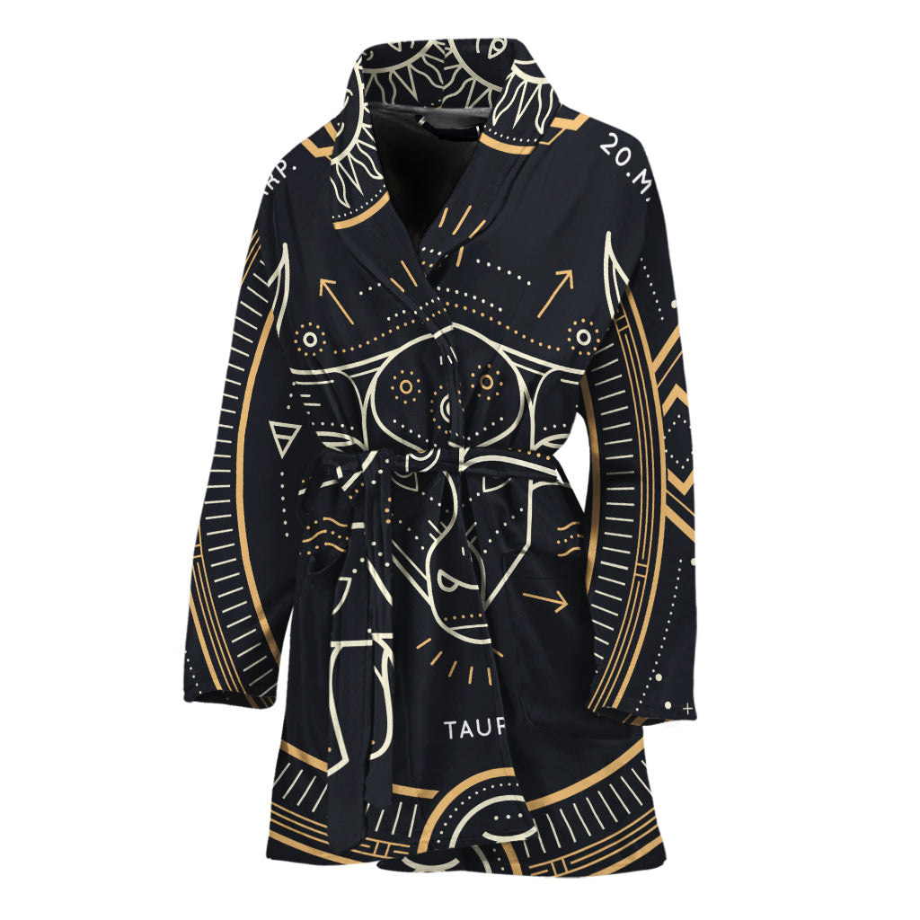 Vintage Taurus Zodiac Sign Print Women's Bathrobe