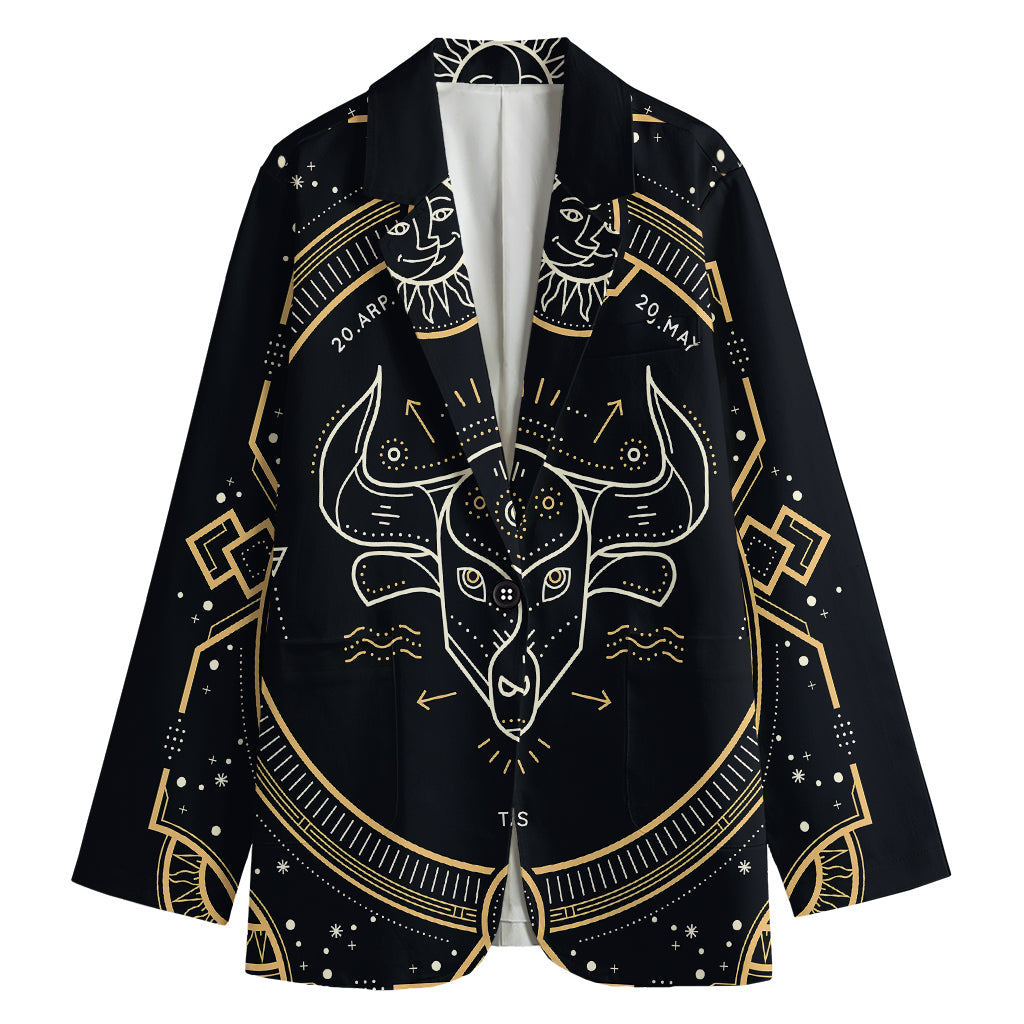 Vintage Taurus Zodiac Sign Print Women's Blazer