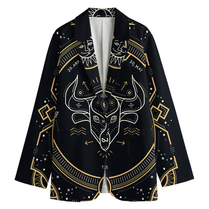 Vintage Taurus Zodiac Sign Print Women's Blazer
