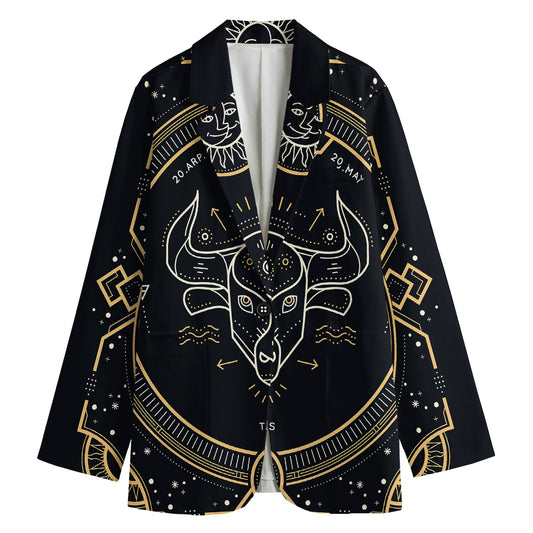 Vintage Taurus Zodiac Sign Print Women's Blazer