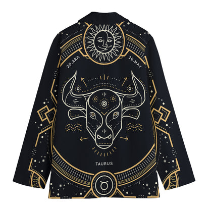 Vintage Taurus Zodiac Sign Print Women's Blazer