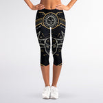 Vintage Taurus Zodiac Sign Print Women's Capri Leggings