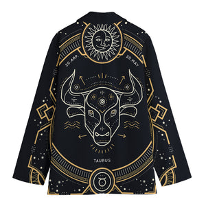 Vintage Taurus Zodiac Sign Print Women's Cotton Blazer