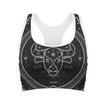 Vintage Taurus Zodiac Sign Print Women's Sports Bra