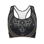 Vintage Taurus Zodiac Sign Print Women's Sports Bra