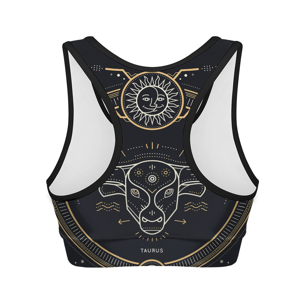 Vintage Taurus Zodiac Sign Print Women's Sports Bra