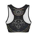 Vintage Taurus Zodiac Sign Print Women's Sports Bra