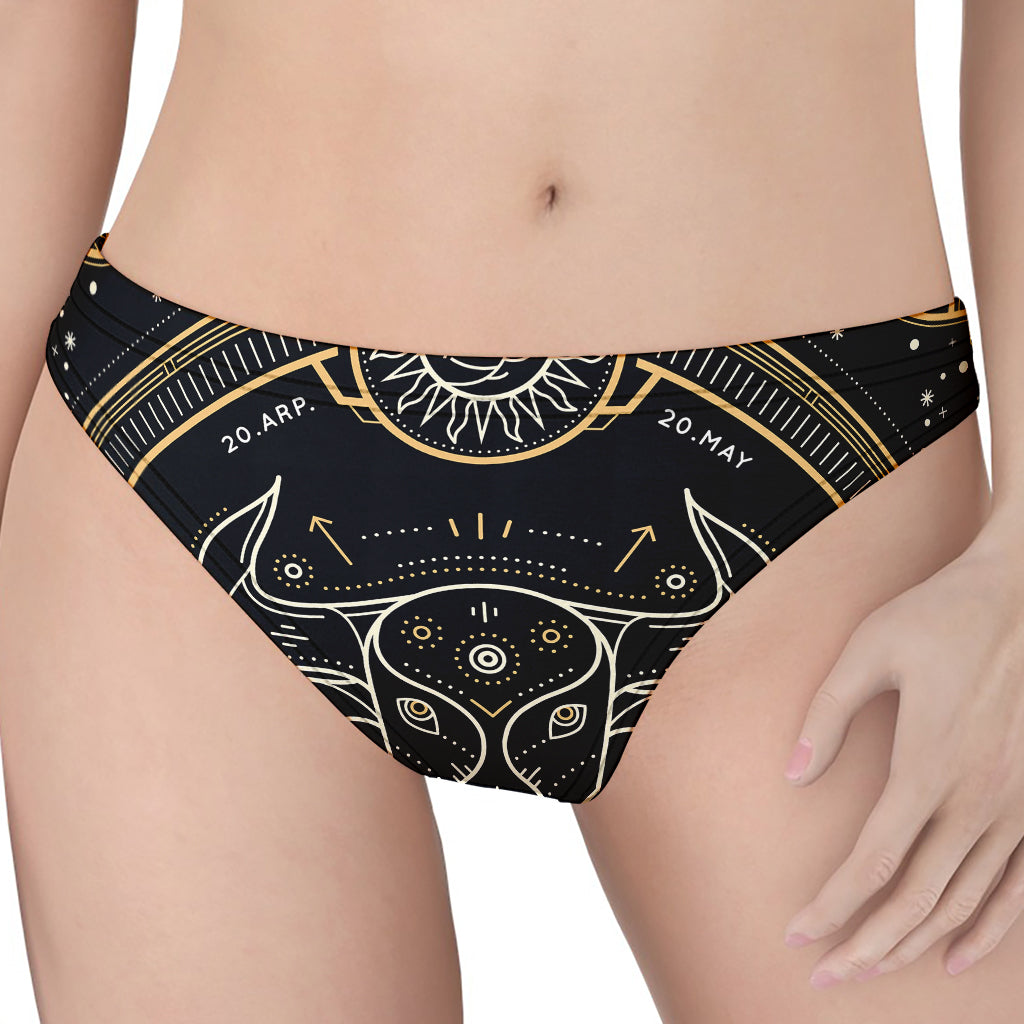 Vintage Taurus Zodiac Sign Print Women's Thong