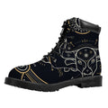 Vintage Taurus Zodiac Sign Print Padded Collar Lace Up Boots