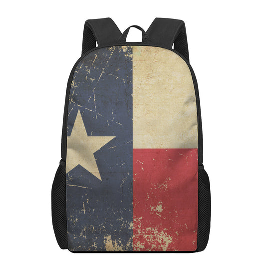 Vintage Texas Flag Print 17 Inch Backpack