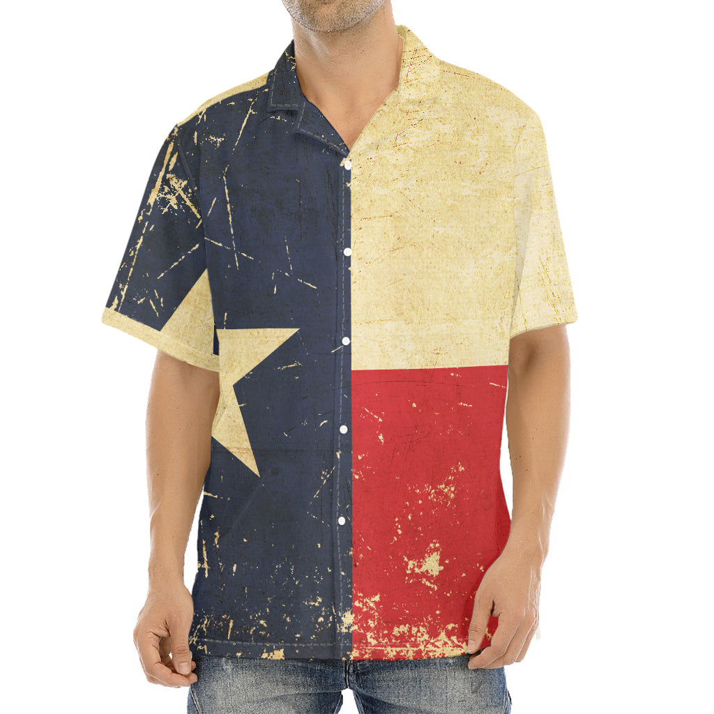 Vintage Texas Flag Print Aloha Shirt