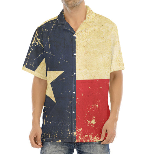Vintage Texas Flag Print Aloha Shirt