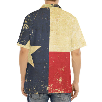 Vintage Texas Flag Print Aloha Shirt