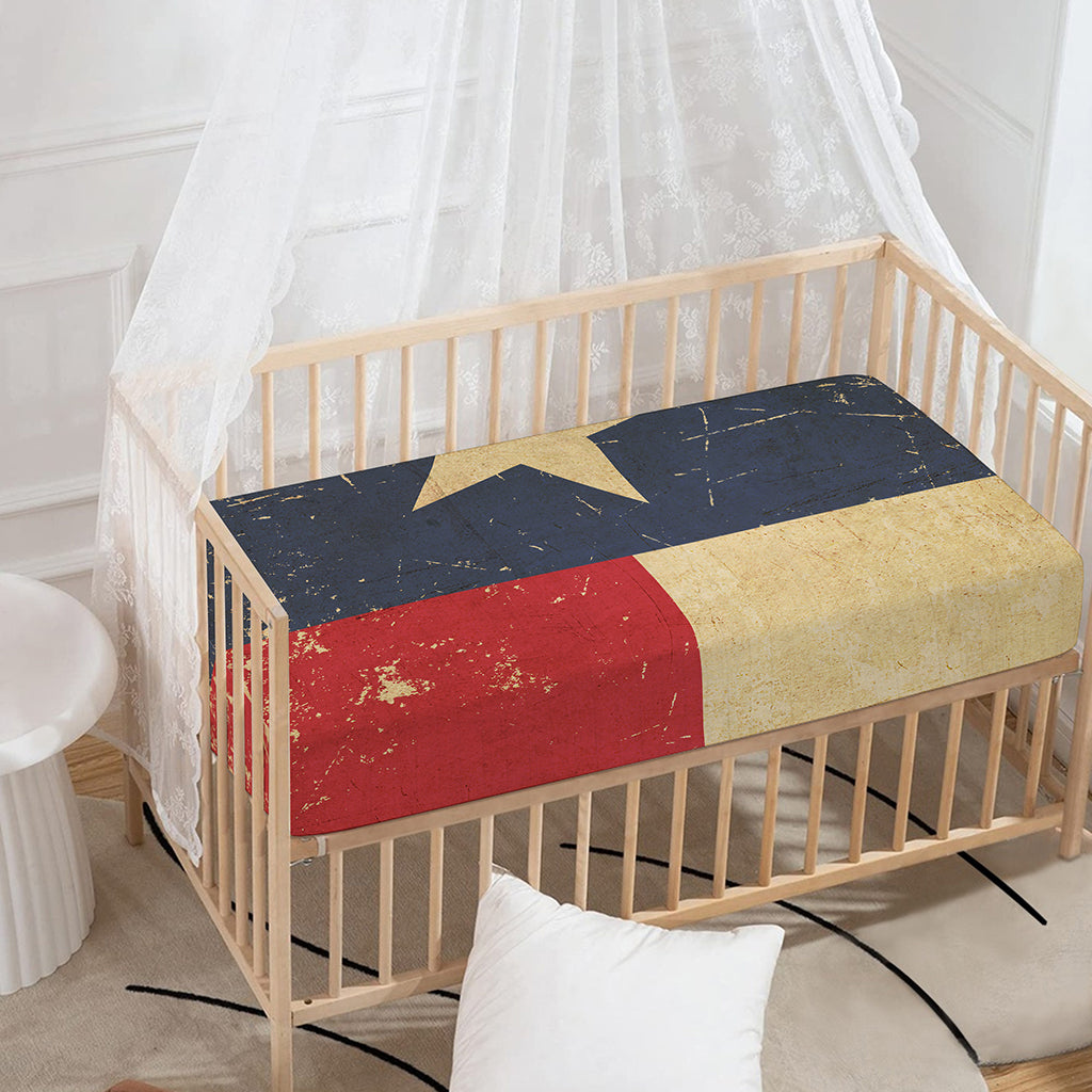 Vintage Texas Flag Print Baby Crib Sheet