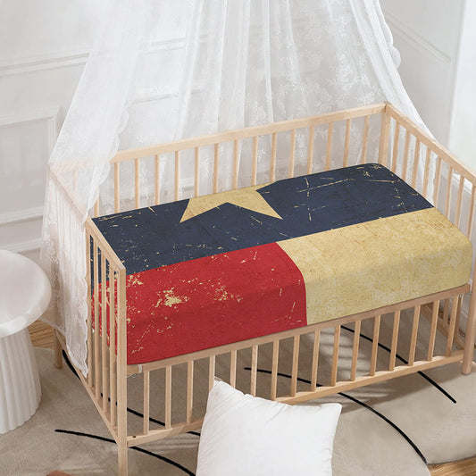Vintage Texas Flag Print Baby Crib Sheet