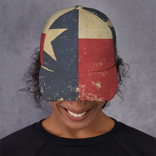 Vintage Texas Flag Print Baseball Cap