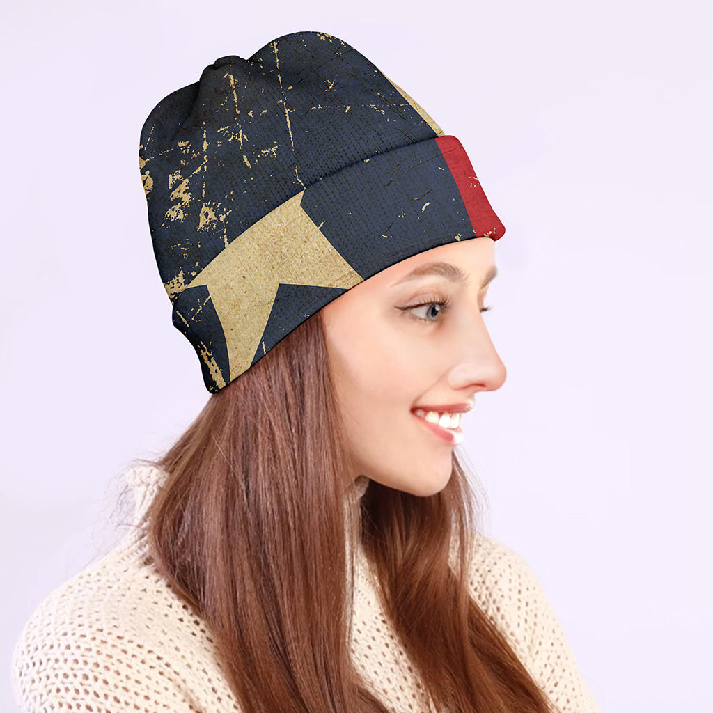 Vintage Texas Flag Print Beanie