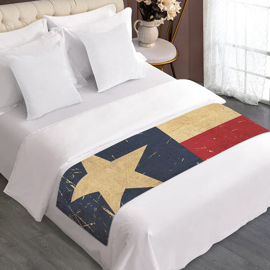 Vintage Texas Flag Print Bed Runner