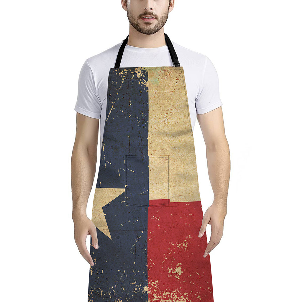 Vintage Texas Flag Print Bib Apron With Pocket