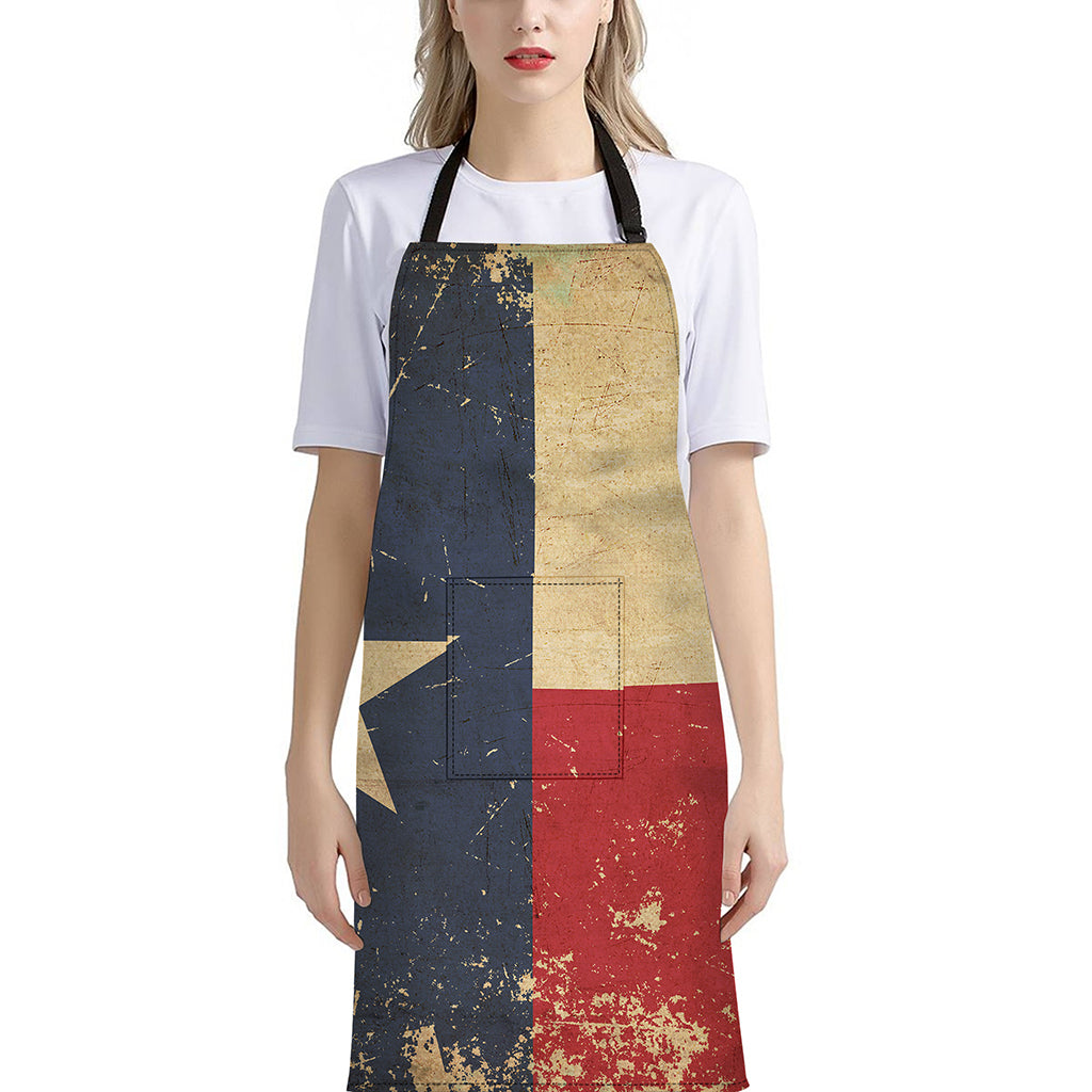 Vintage Texas Flag Print Bib Apron With Pocket