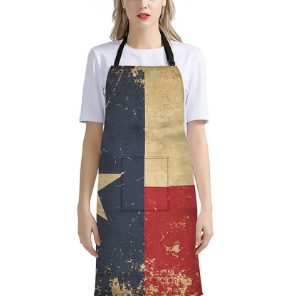 Vintage Texas Flag Print Bib Apron With Pocket