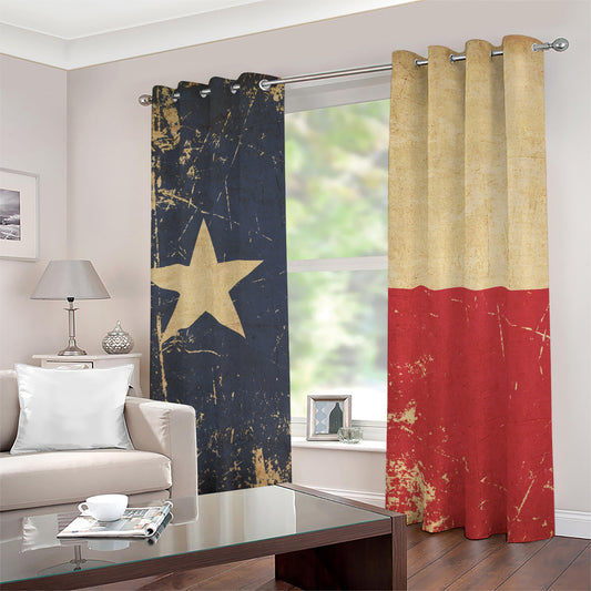 Vintage Texas Flag Print Blackout Grommet Curtains