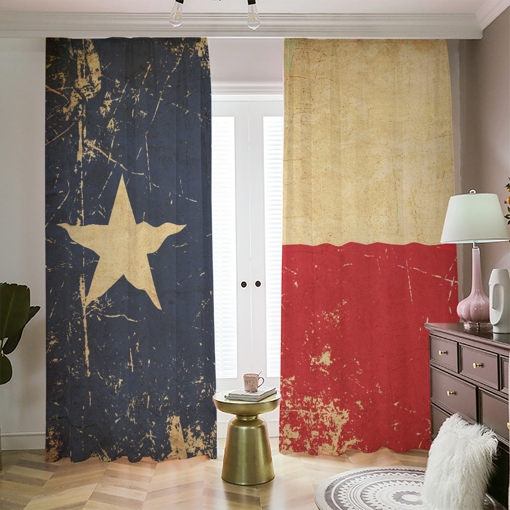 Vintage Texas Flag Print Blackout Pencil Pleat Curtains