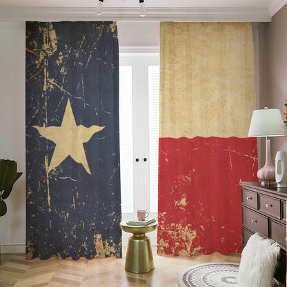 Vintage Texas Flag Print Blackout Pencil Pleat Curtains
