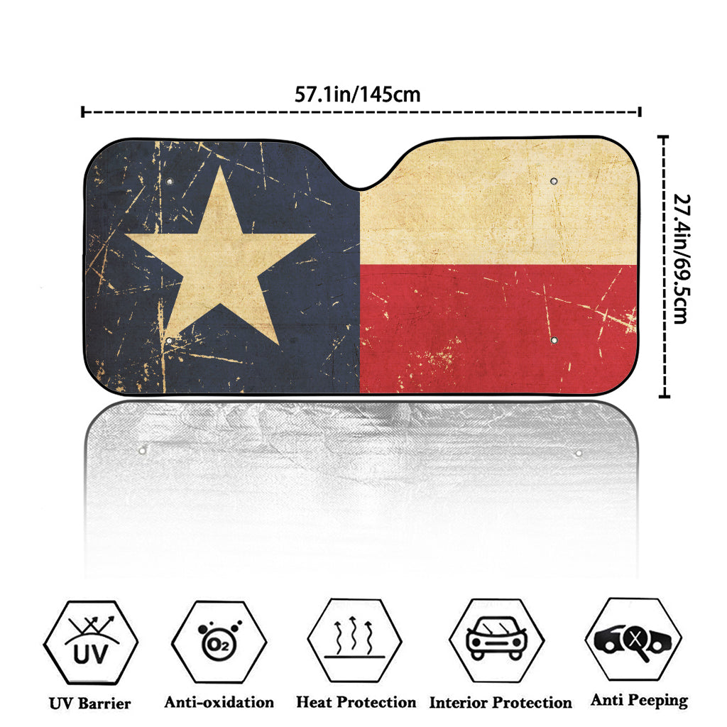 Vintage Texas Flag Print Car Windshield Sun Shade