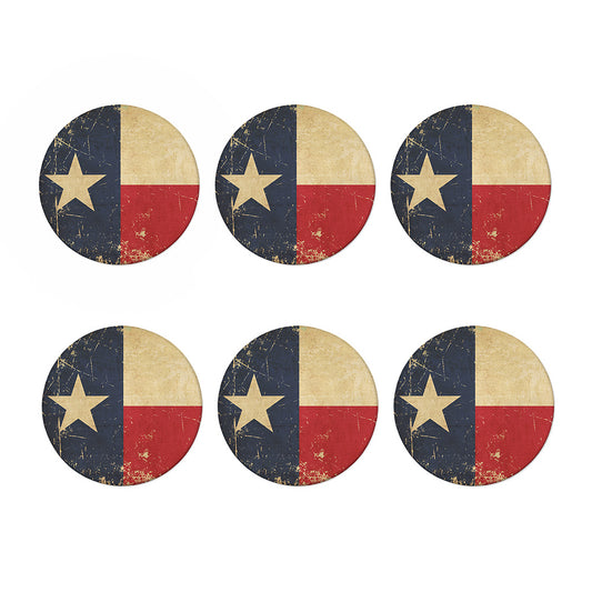 Vintage Texas Flag Print Coaster Set
