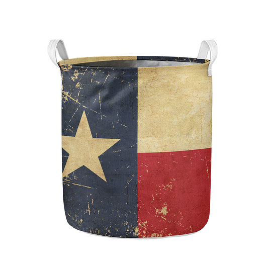 Vintage Texas Flag Print Collapsible Laundry Basket