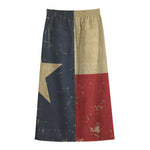 Vintage Texas Flag Print Cotton Front Slit Maxi Skirt