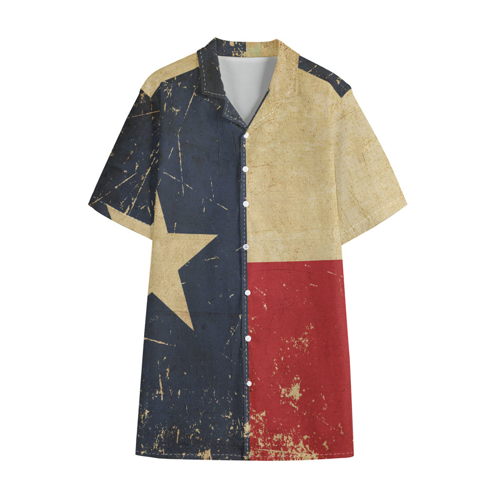 Vintage Texas Flag Print Cotton Hawaiian Shirt