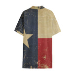 Vintage Texas Flag Print Cotton Hawaiian Shirt