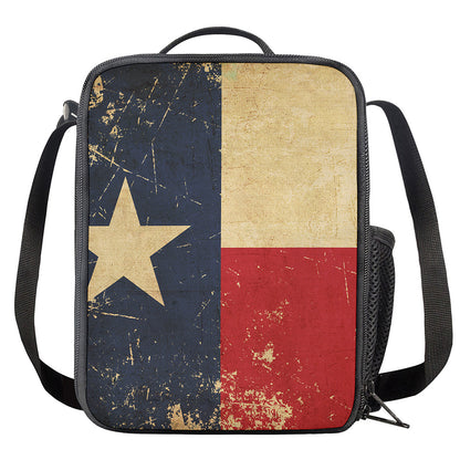 Vintage Texas Flag Print Crossbody Lunch Bag