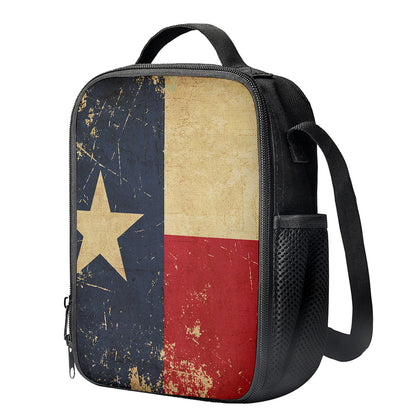 Vintage Texas Flag Print Crossbody Lunch Bag