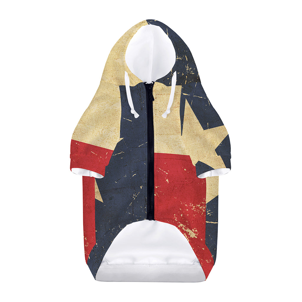 Vintage Texas Flag Print Dog Zip Up Hoodie